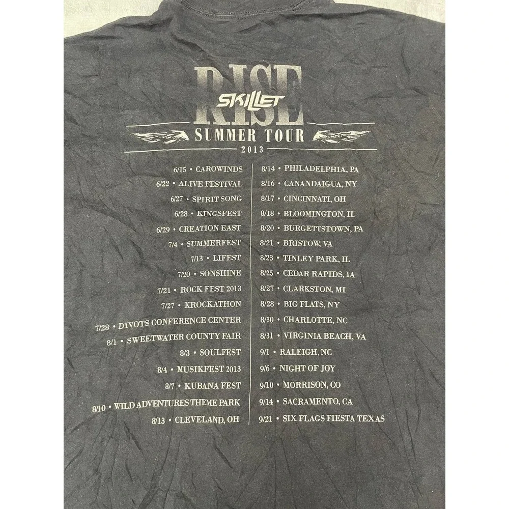 Skillet Rise Band T-Shirt Size XL Black 2013‎ Summer Tour